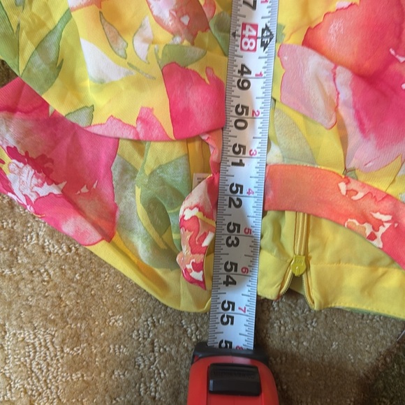 Eliza J Womens Watercolor Floral Hi Lo Hem Dress Sz 4 Yellow & Pink Halter - Picture 9 of 11